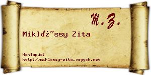Miklóssy Zita névjegykártya